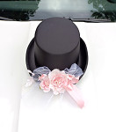 Cylindr černý na auto LUX - pudrově růžová kytička