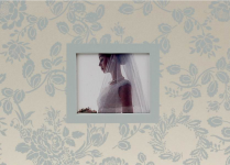 Svatební fotoalbum krémové se stříbrnými květy zasunovací - 20x14 cm