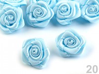 Saténové mini růžičky LUX - sv.modré