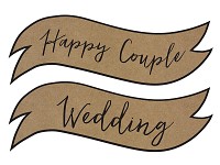 Papírový výsek 50 x 19 cm - nápis Wedding a Happy couple