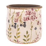 Keramický vintage obal s lučními květy - 12 cm 