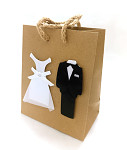Papírová kraftová taška natural svatební - 12x15 cm